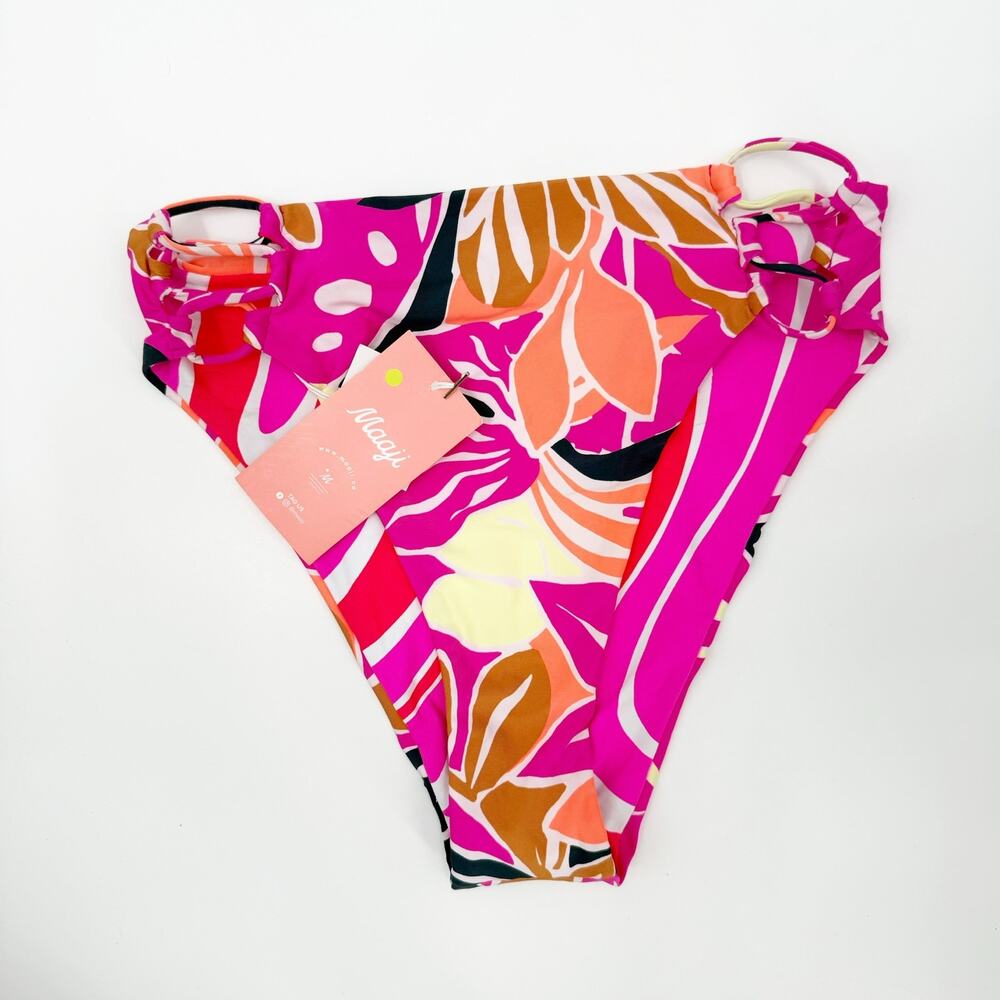Maaji Bikini Bottom Size Medium Reversible Jungle Reef Floral Pink Tropical NWT